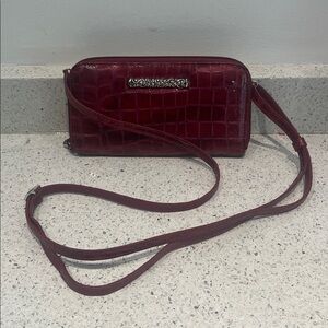 Brighton Burgundy Croc-Pattern Crossbody Bag